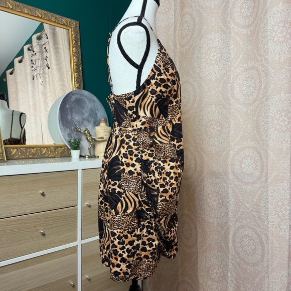 Urban Outiftters NWT Animal Leopard Tiger Print Patchwork Tank Dress Linen Sz L - Picture 5 of 12